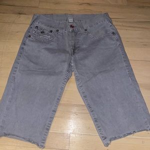 Men's True Religion Gray Denim Cut Off Shorts W/flap Pockets